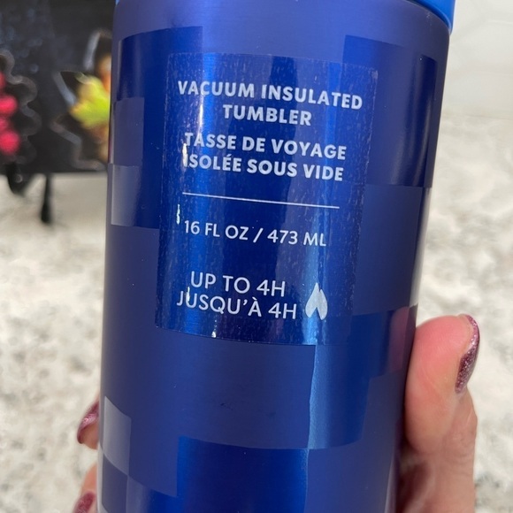 Starbucks 2024 Sapphire Blue Checkered SS Daisy  Charm Tumbler. NWT. HFT. Wow! - Picture 5 of 10